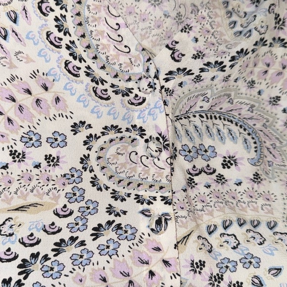 LOFT Paisley Puff short Sleeves Button swing dress Sz L - Picture 4 of 7